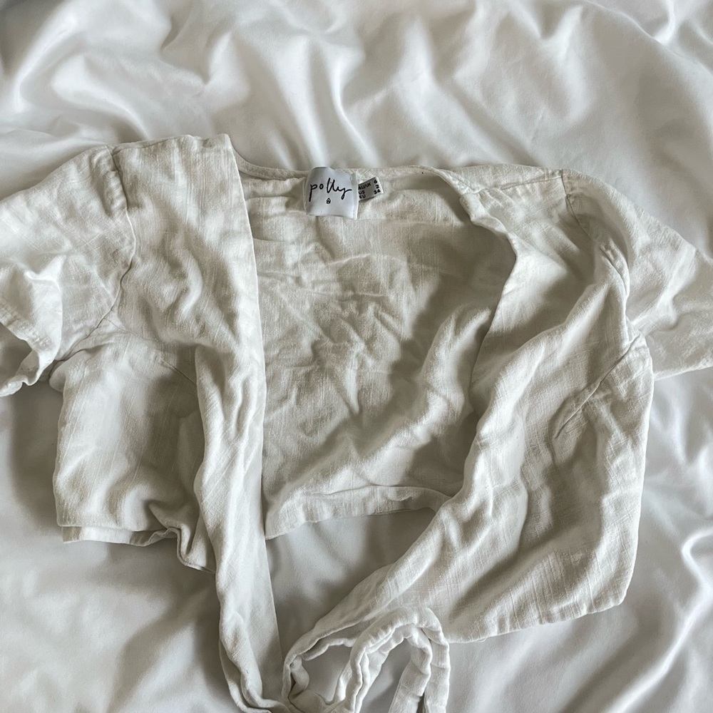 ❗️SOLD ❗️Princess Polly Linen Tie Top Size 2 / XS - Picture 2 of 4